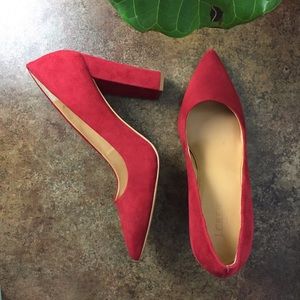 J. CREW Red Suede Leather Pointed Toe Heels